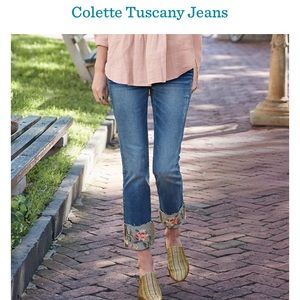 Anthropologie Driftwood Colette Embroidered Crop Jeans size 29